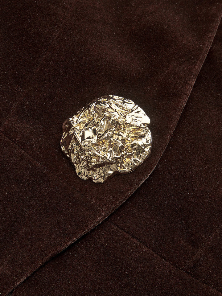 Metal Button Velvet Blazer