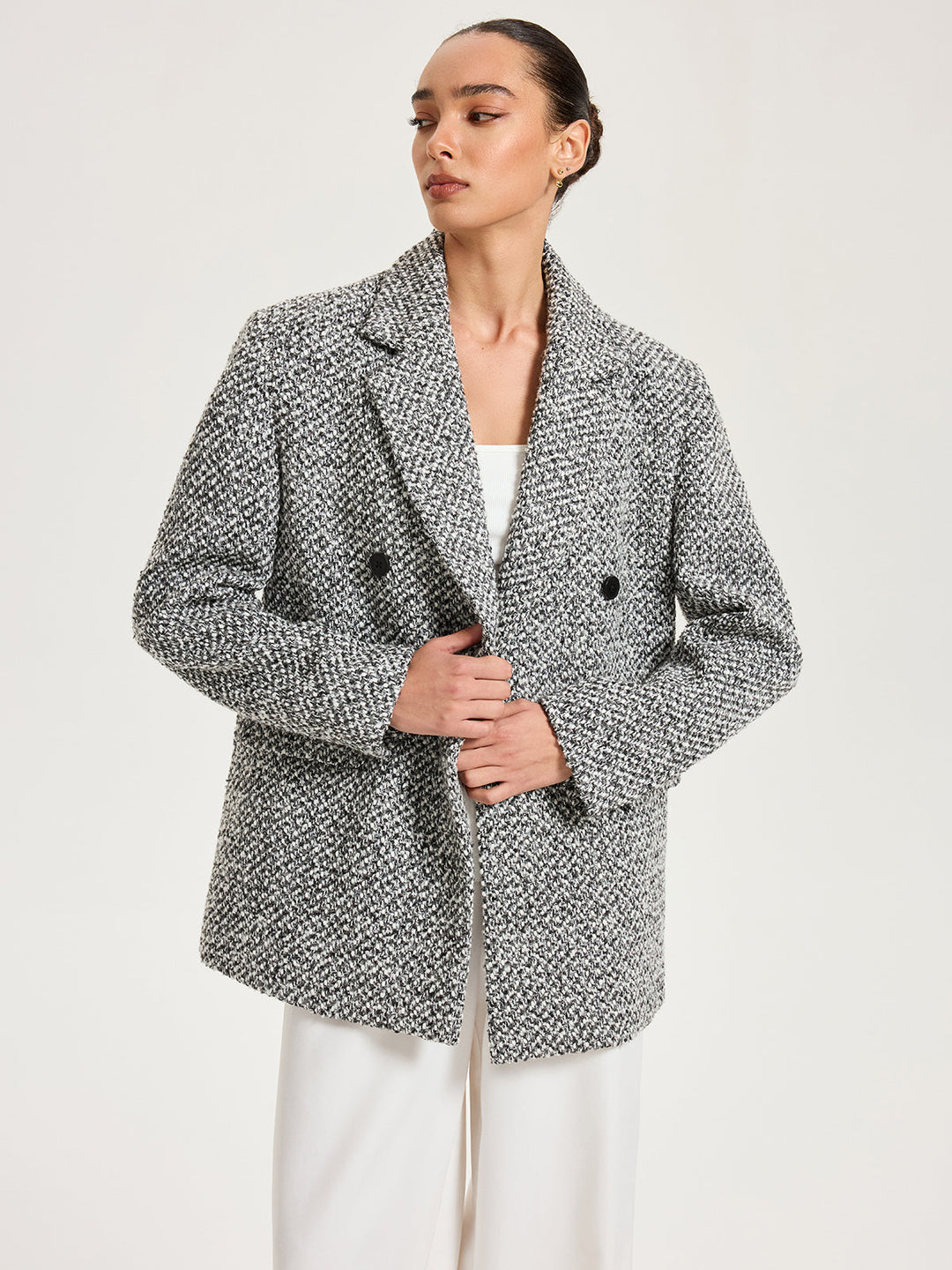 Wool-Blend Tweed Double-Breasted Blazer