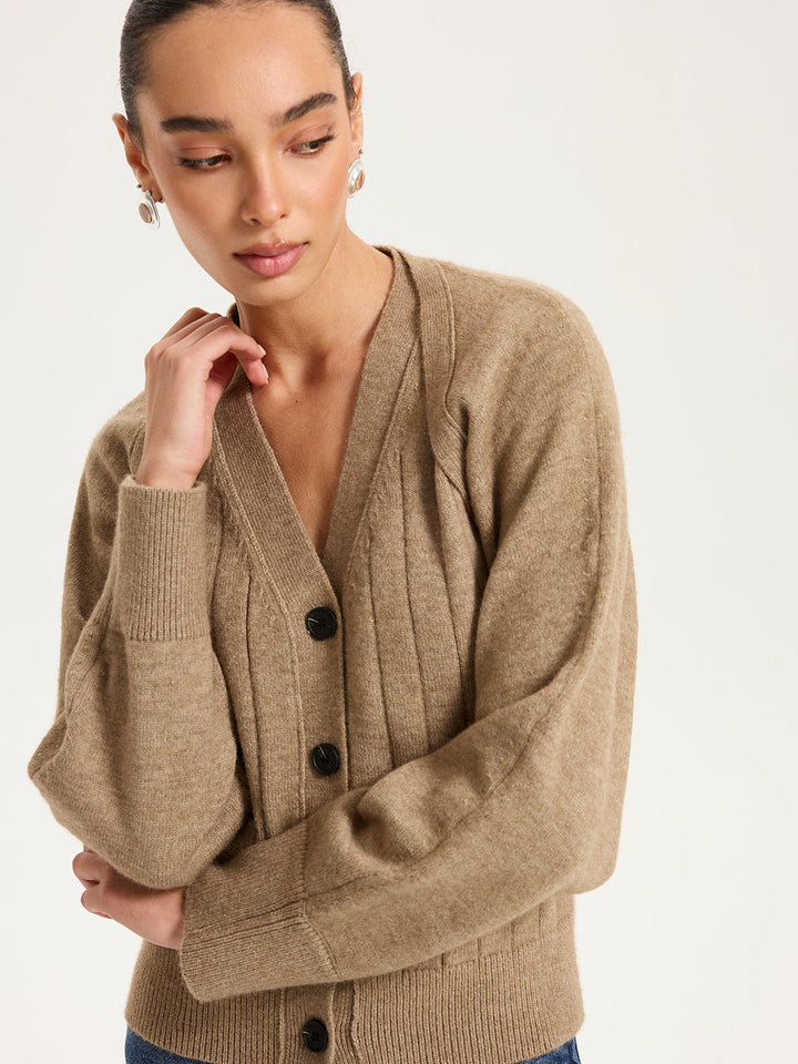 V-Neck Vest and Cardigan Knitted Two-Piece Set