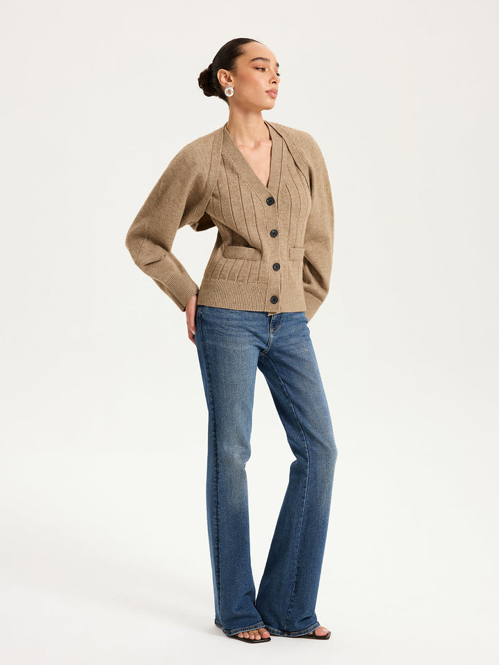 V-Neck Vest and Cardigan Knitted Two-Piece Set