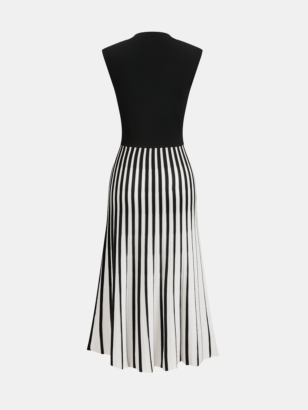 Sleeveless Mock Neck Striped Midi Dress