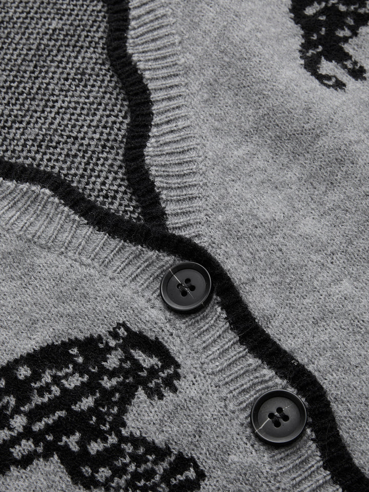 Panther Pattern Contrast Trim Knit Vest
