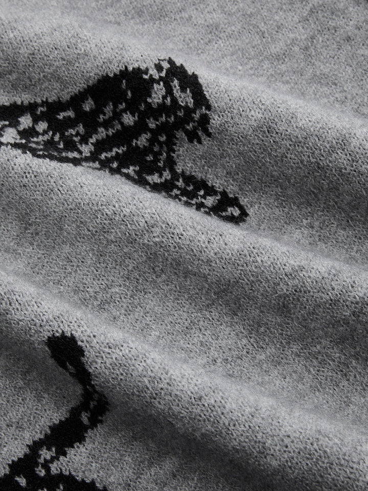 Panther Pattern Contrast Trim Knit Vest