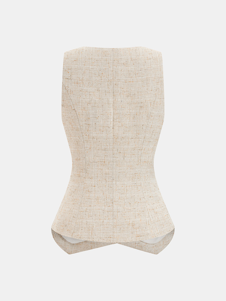 Tweed Buttoned Vest & Mini Shorts Set