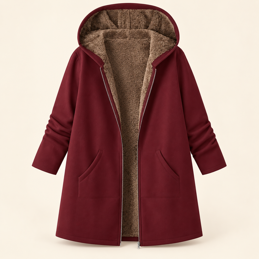 Evelyn | Cozy Sherpa-Lined Hooded Coat
