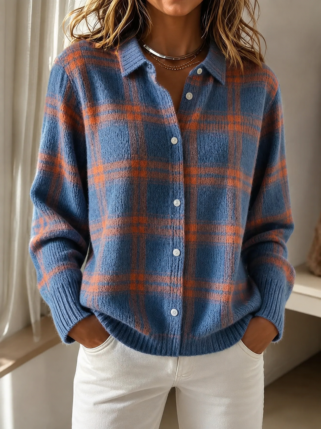 DANA | Plaid knit cardigan