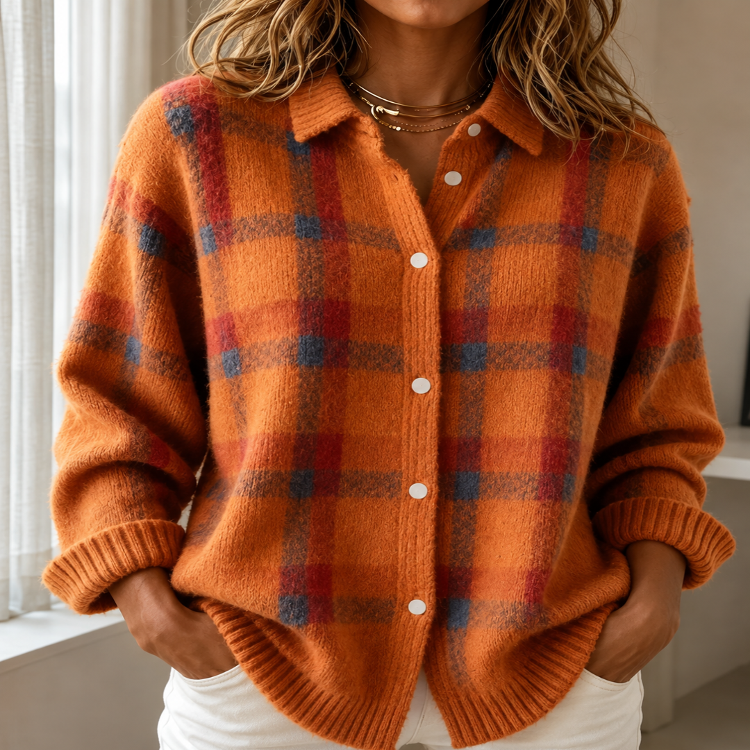 DANA | Plaid knit cardigan