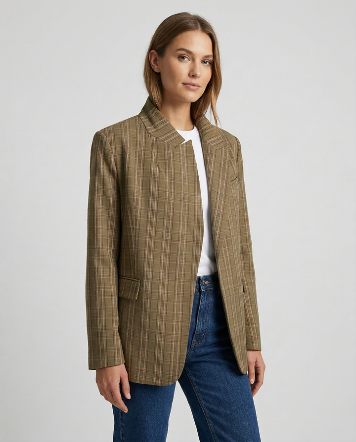 Casual Striped Blazer – Stylish Loose Fit with Pockets