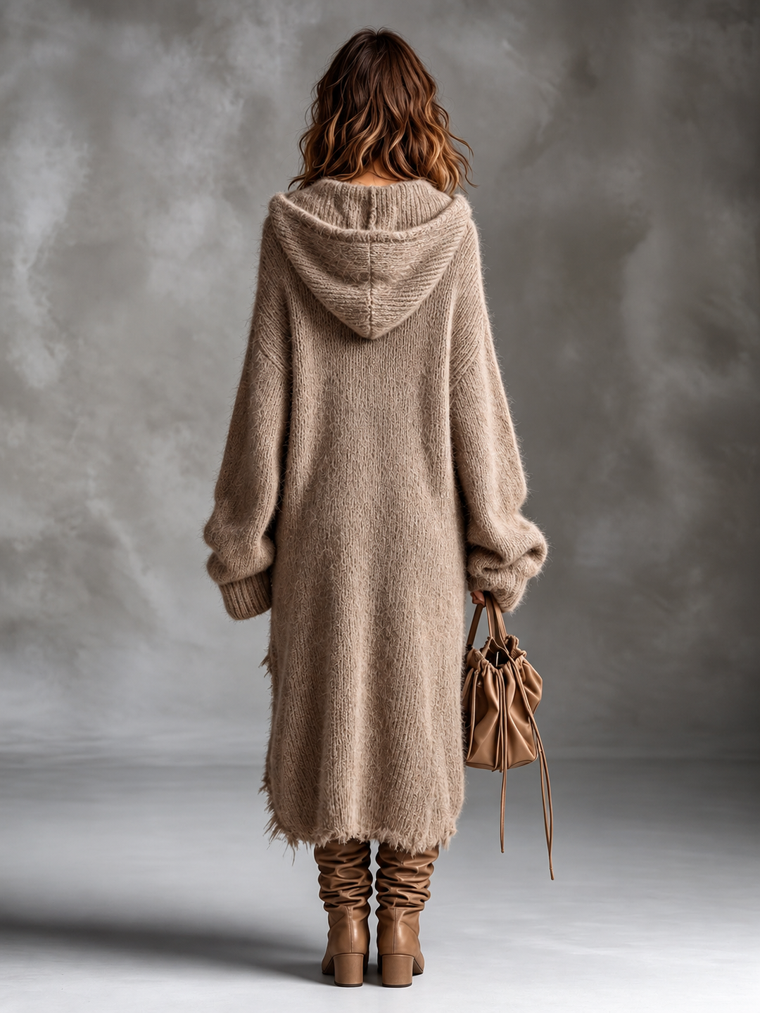 Women's Oversized Soft Knit Hooded Sweater Dress