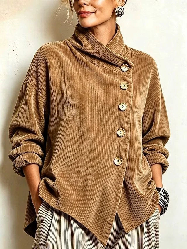 Chic High Funnel-Neck Asymmetrical Top
