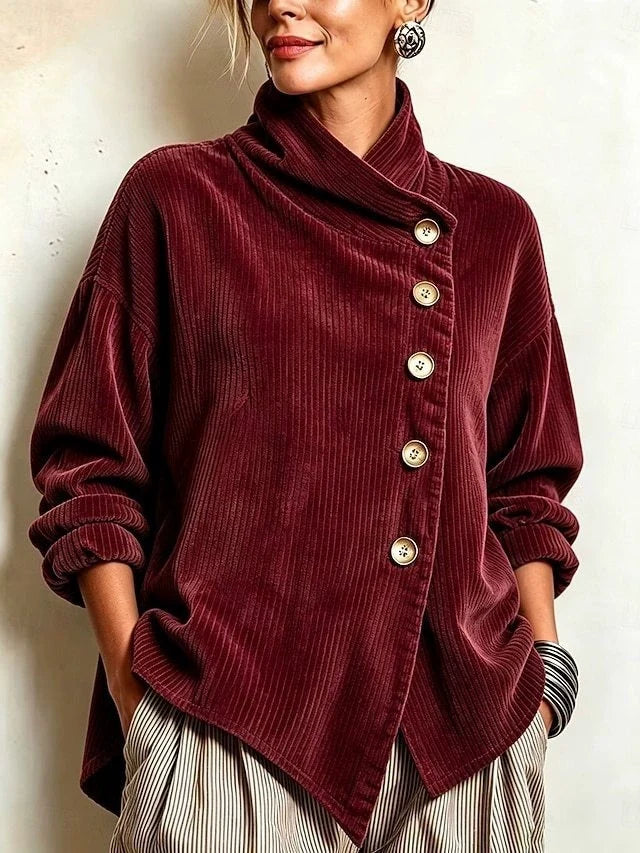 Chic High Funnel-Neck Asymmetrical Top
