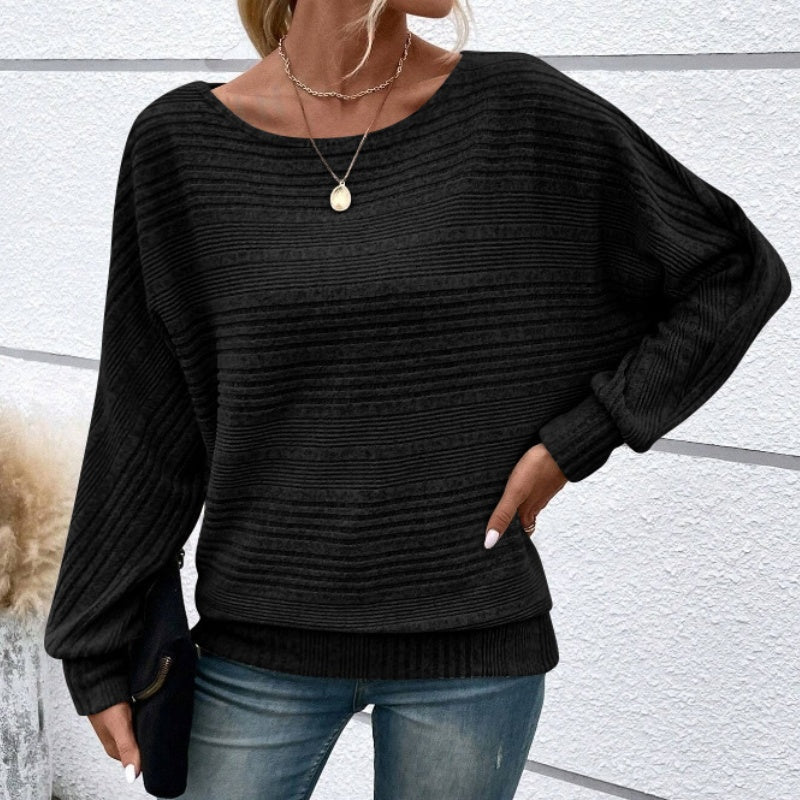 Long-Sleeve Crewneck Striped Top