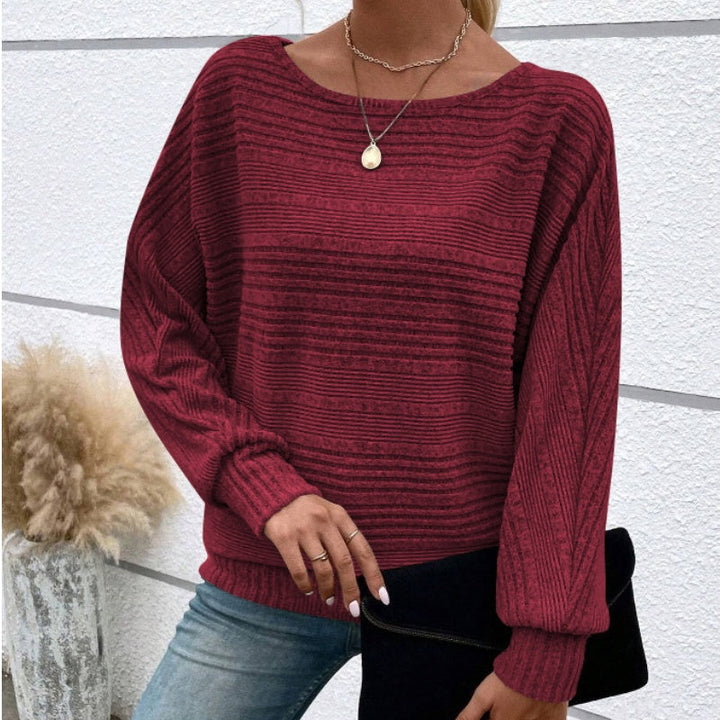 Long-Sleeve Crewneck Striped Top