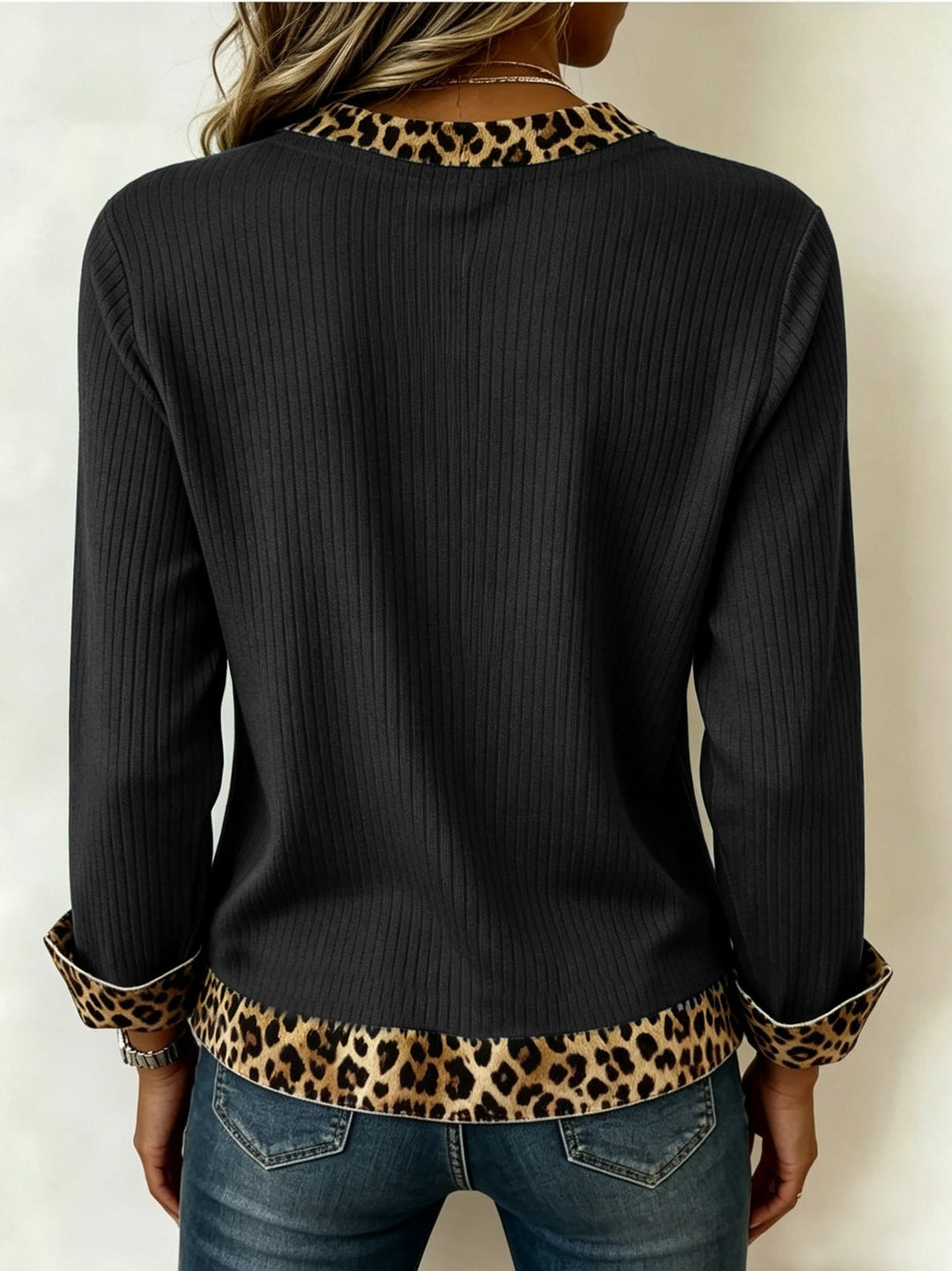 Lillian™ | Animal-Trimmed V-Neck Top