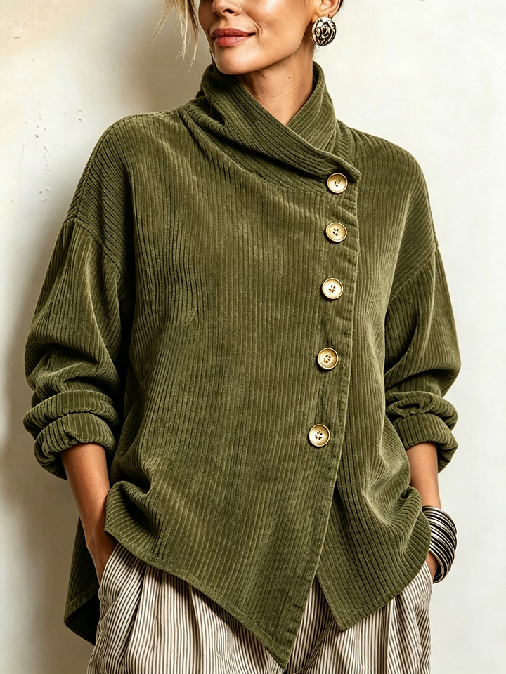 Chic High Funnel-Neck Asymmetrical Top