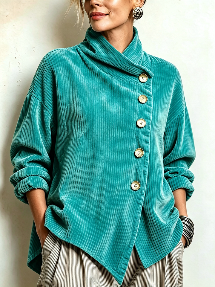 Chic High Funnel-Neck Asymmetrical Top