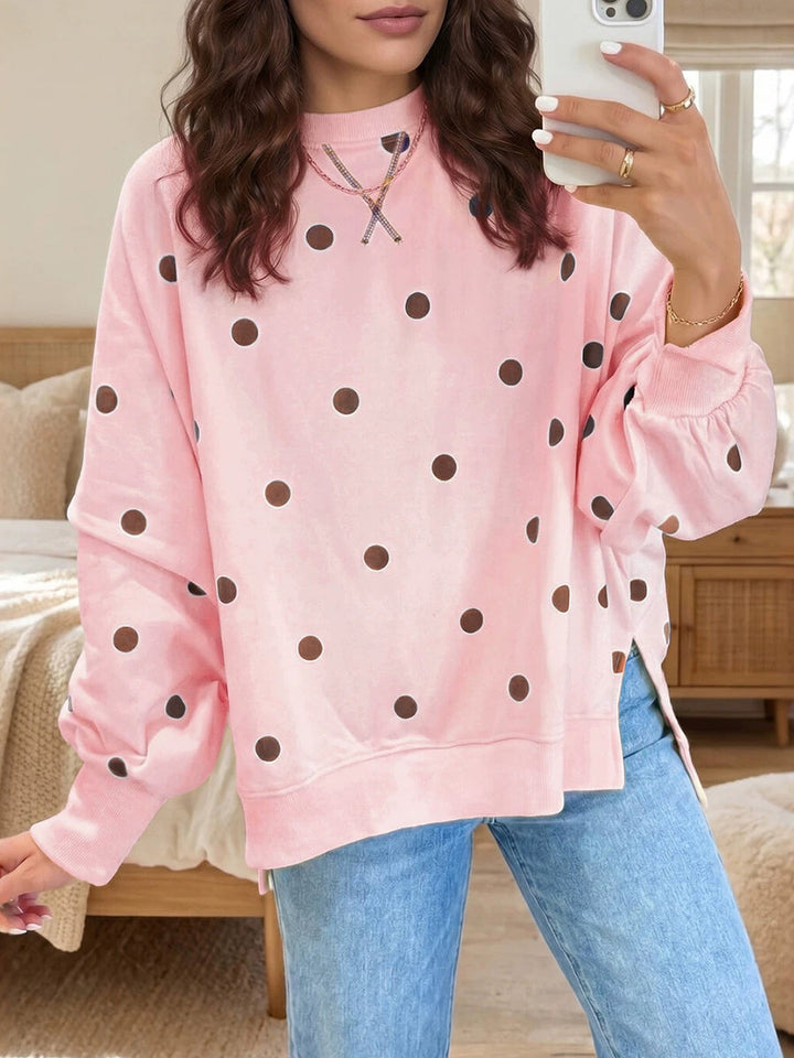 Polka Dot Print Relaxed Sweatshirt