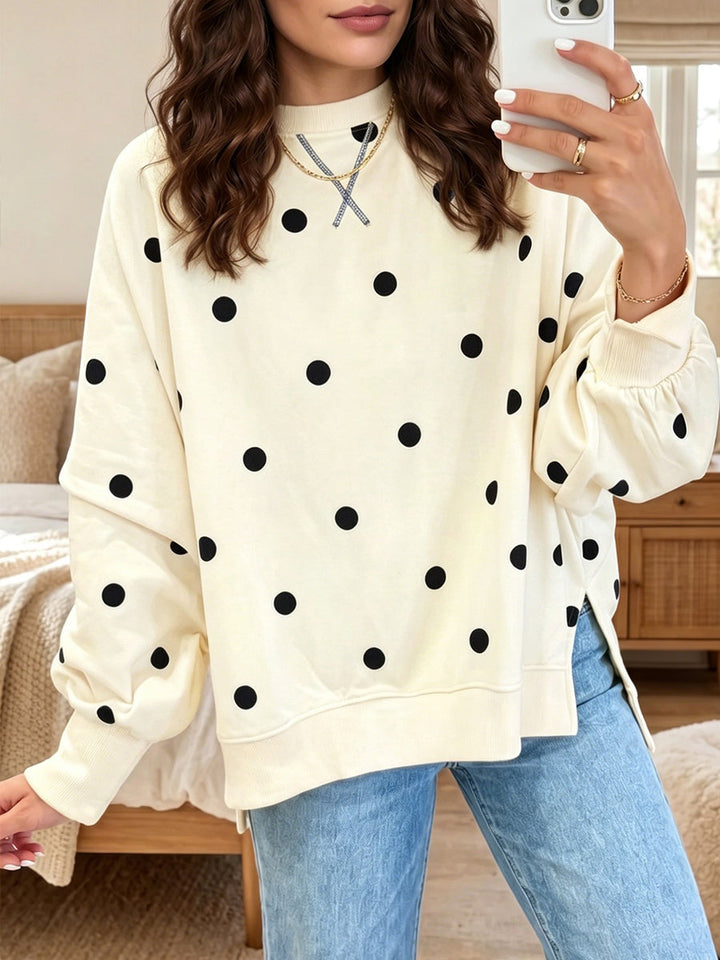 Polka Dot Print Relaxed Sweatshirt