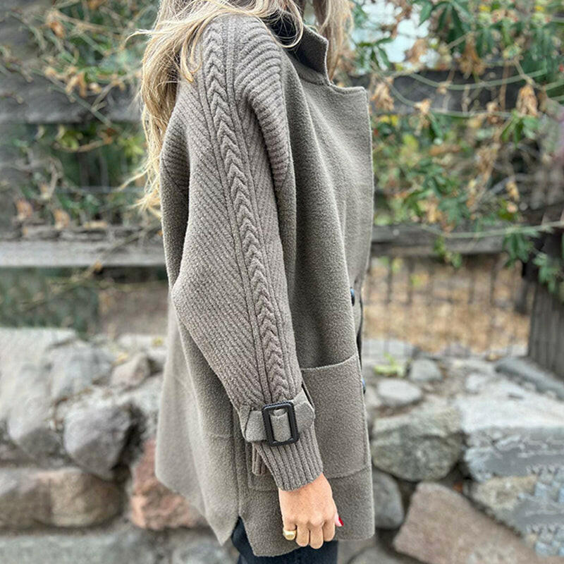 Isola Knit-Sleeve Double-Breasted Coat